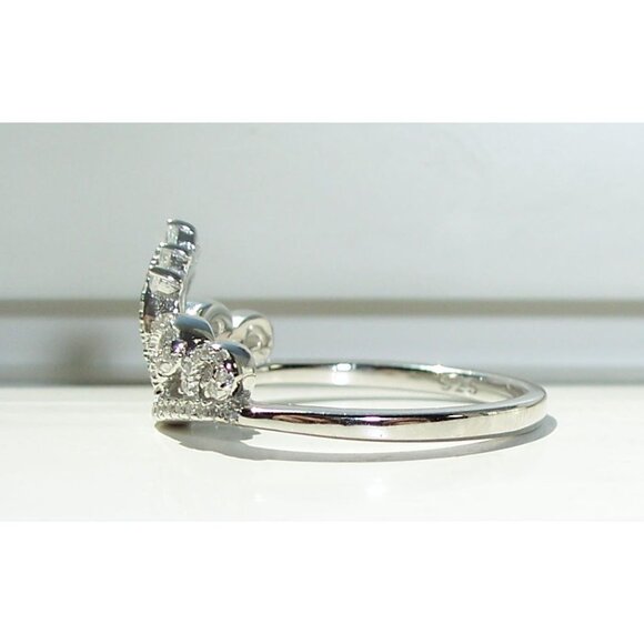 925 STERLING SILVER Princess Crown Cubic Zirconia Ring - Picture 7 of 14